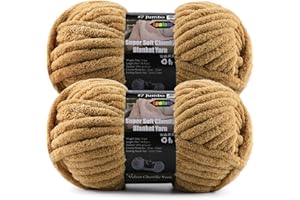 LPALATS Chunky Chenille Yarn for Crochet and Knitting – 2-Pack Super Soft Jumbo Yarn – 20 Vibrant Colors – 7oz/200g Total, 76.4 Yards – Ideal for Baby Blankets, Amigurumi & Crafts (Coffee Brown, 2 Skein)