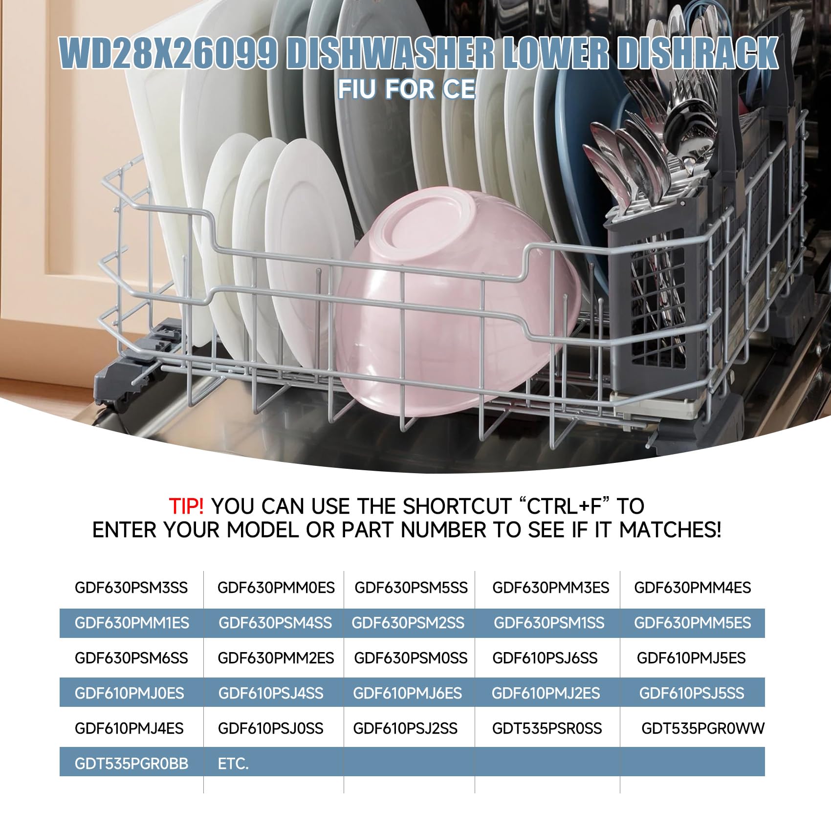 Upgraded WD28X26099 WD28X34744 Dishwasher Lower Rack Assembly Compatible with GE dishwashers, Coated with imported nylon material, Replaces WD28X24396, WD28X10346, WD28X22506, WD28X22696 ect