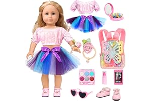 CLBABYS American 18-Inch-Doll-Clothes and Accessories Doll-Clothes Generation Girls Outfit Set, Makeup Set Includes 11Pcs