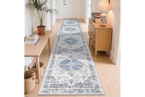 Ileading Washable Hallway Runner Rugs, 2'8" x 14' Non Slip Runners Area Rug for Entryway Kitchen Bathroom Bedroom Laundry Living Room, Long Narrow Low-Pile Floor Carpet Vintage Throw Mat for Kids Room