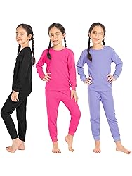 Resinta 3 Sets Girls Waffle Thermal Underwear Set