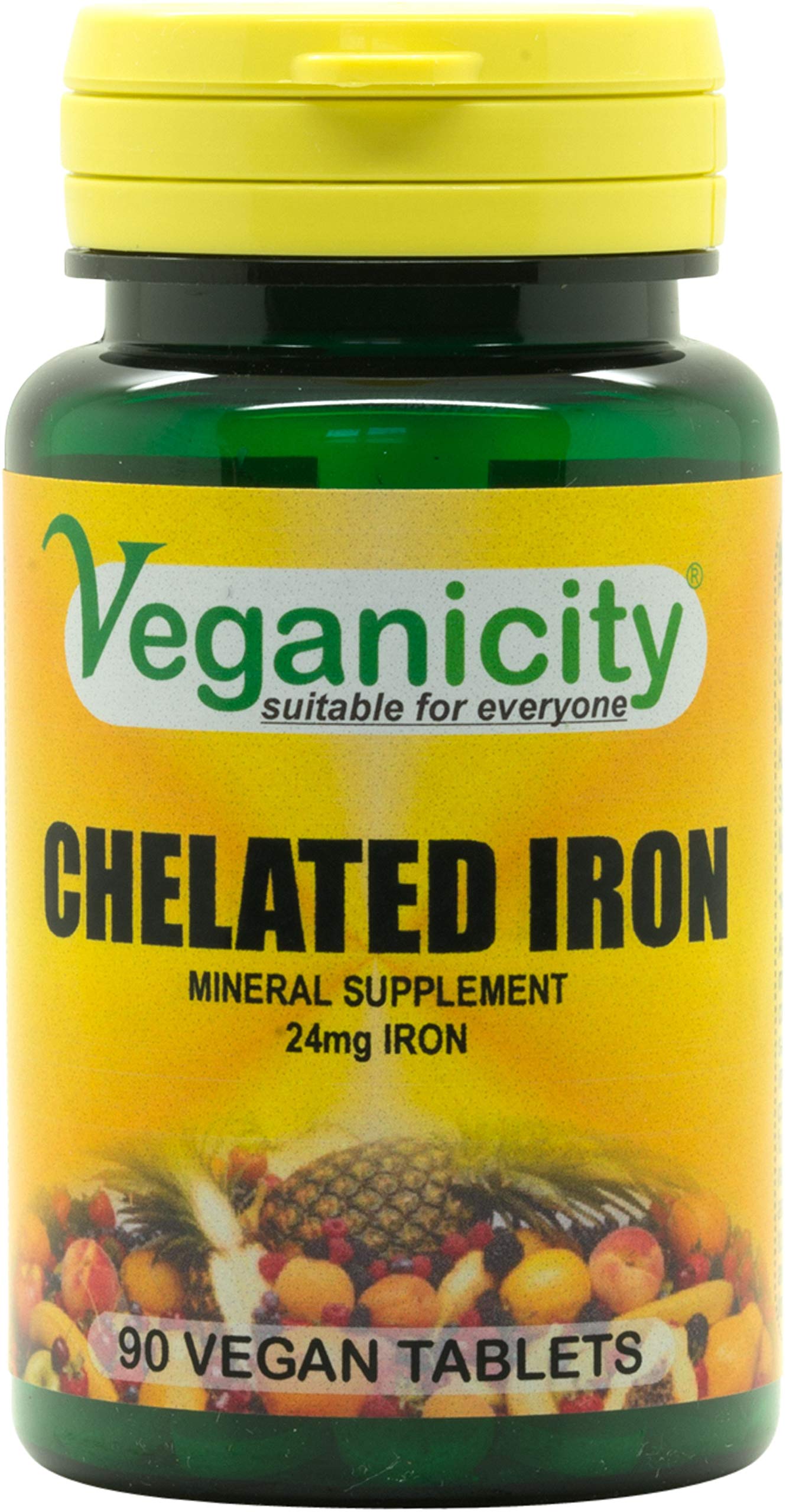 Veganicity Chelated Iron : Mineral Supplement : 90 Tablets