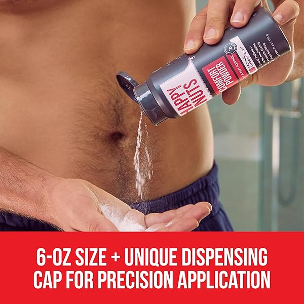 HAPPY NUTS COMFORT POWDER – ANTI CHAFING & DEODORANT, ALUMINUM-FREE, SWEAT AND ODOR CONTROL FOR JOCK ITCH, GROIN AND MEN’S PRIVATE PARTS (6 OUNCE (PACK OF 1), ORIGINAL)