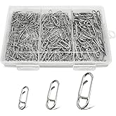 BWASKYRI 200Pcs Fishing Power Speed Clips, Upgraded Stainless Steel Quick Change Fishing Lure Swivels Snap Clips, Freshwater Saltwater Snap Connector Tackle #S #M #L