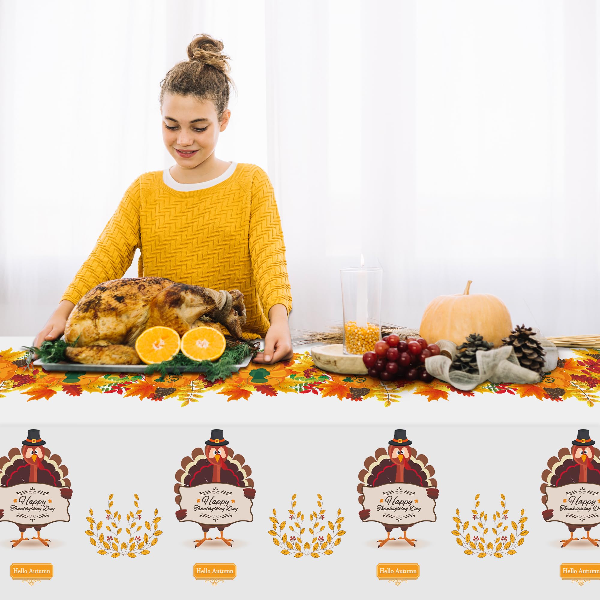 OHOME 3 Pack Thanksgiving Tablecloth Disposable - Fall Thanksgiving Party Supplies for Thanksgiving Table Decor | Friendsgiving Party Decorations | Thanksgiving Decorations 54