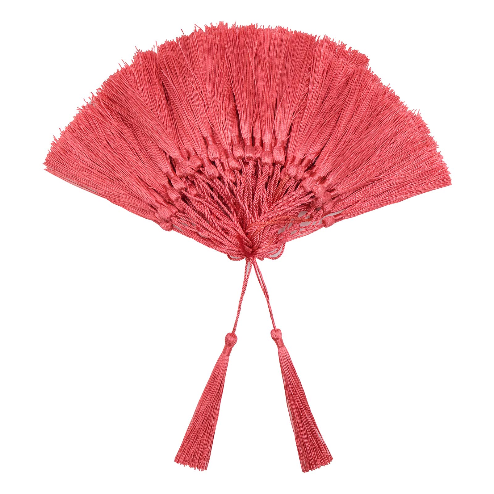 VAPKER 100 Pieces Light Coral Color 13cm/5-Inch Silky Handmade Soft Tassels Floss Bookmark Tassels with 2-Inch Cord Loop for Jewelry Making, DIY Projects, Bookmarks — image 1