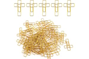 50pcs Gold Heart Cross Paper Clips, Cross Paper Clips Jesus Bible Bookmark Book Reading & Journaling Supplies for Easter Egg 