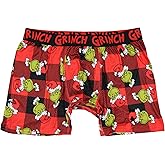 MJC The Grinch Men's Grinch Santa AOP Buffalo Plaid Christmas Holiday Boxer Briefs Underwear