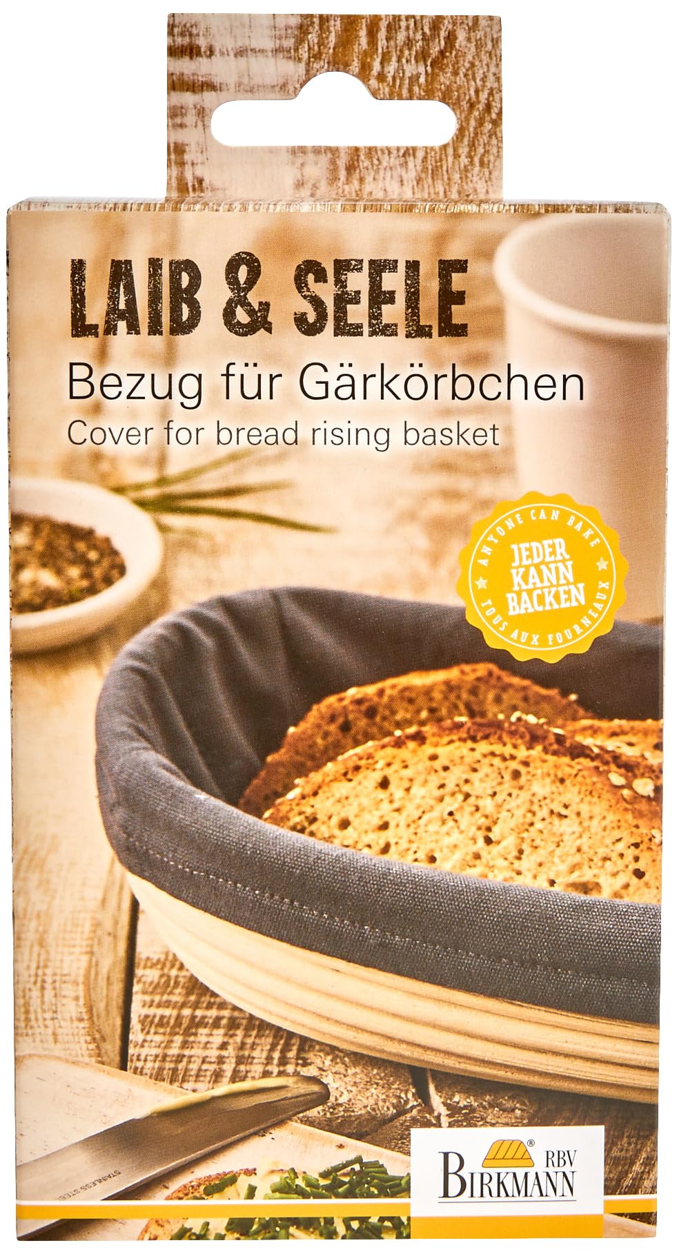 Birkmann, Loaf & Seele, for Proofing Baskets, for Use as a Bread Basket, 100% Cotton According to Oeko-Tex Standard 100, Oblong, 30.5 x 14 cm, Washable at 30 °C, 700666