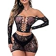 XIUSEMY Women Lingerie Set Sexy Bodysuit Two Piece Babydoll Chemise Nightwear