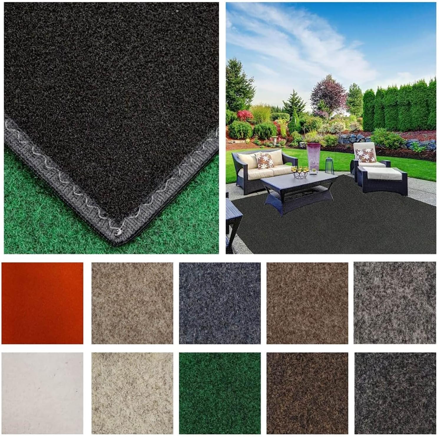 Outdoor Curtains - KOECKRITZ Light Weight Indoor-Outdoor Area Rugs for Balcony, Deck, Gazebo, Patio, Lawn, Trade-Show, Booth, etc to Choose from (10' x 14', Espresso)