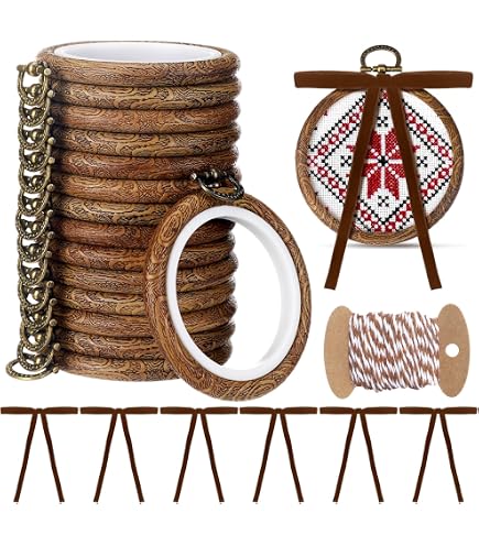 thumbnail image 2 of 5 Auvotuis 3Pcs 7.5 Inch Round S Imitated Wood Cross Stitch Hoop Circle D 1105703 2 of 11