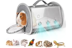 HARHANA Hamster Carrier, Guinea Pig Carrier Bag, Portable Travel Small Animal Carrier Bag, Bearded Dragon Rabbit Turtle Hamster Carrier Cage, Small Pet Bag Carrier, Squirrel Breathable Hangbag (Gray)