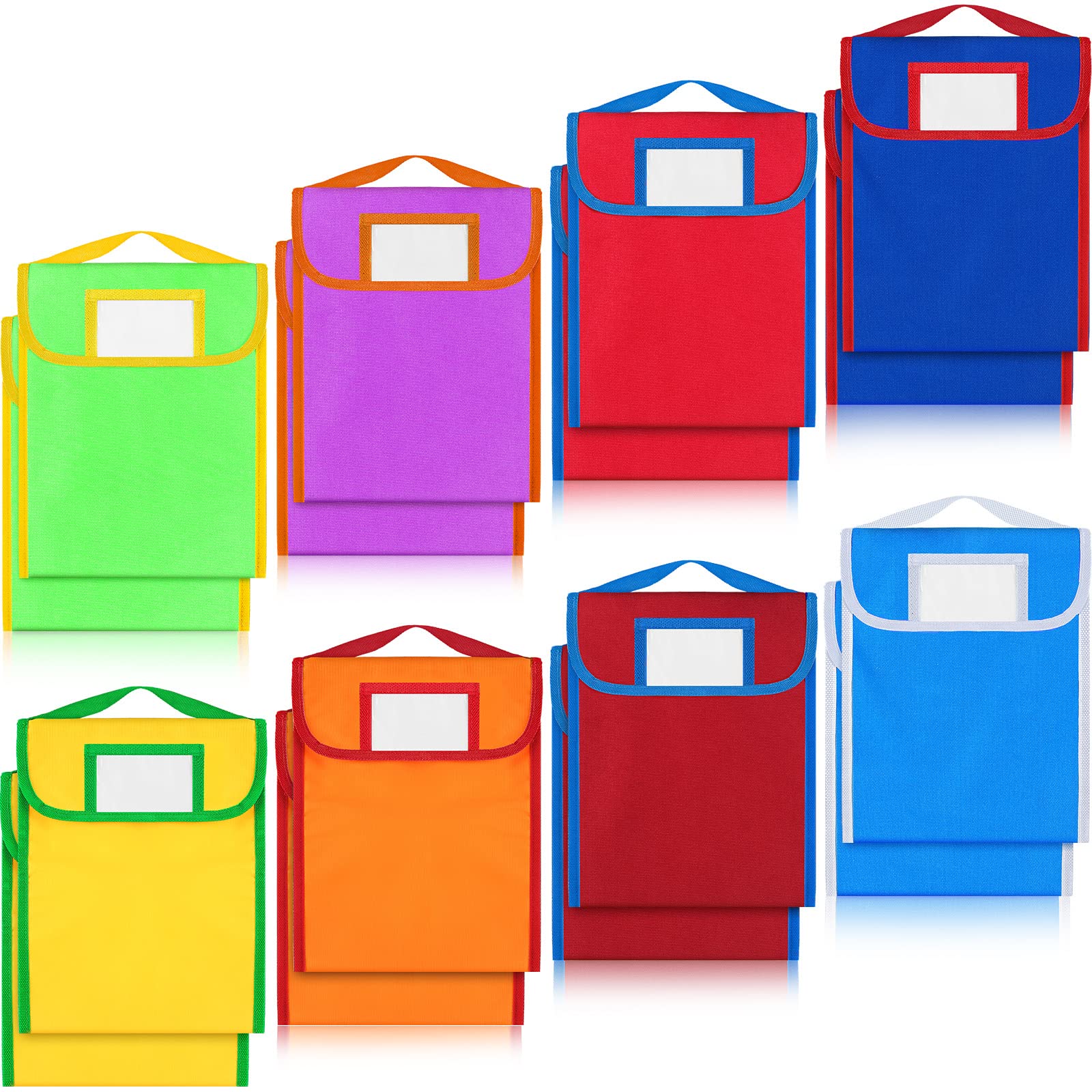 16PCS Nylon Classroom Book Bags Reading Pouches Name Tag