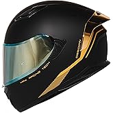 HAX Obsidian Full Face Dual Visor Adult Motorcycle Helmet for Motorbike Street Bike with Pinlock Ready DOT Approved Matte Black Gold L