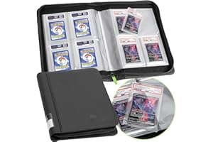 FunGuys Graded Card Binder, 40 PSA Slab Holder, 4 Pocket Storage for PSA Slabs Card Graded Display Case Album, Zipper, Collec