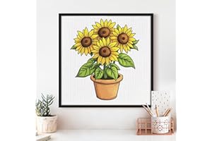 Sunflower Cross Stitch Kits - Cute Flowers Series | Beginner DIY Embroidery Kit with 11CT Fabric & Vibrant Threads | DIY Mind