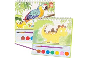 JCREN Paint with Water Books for Kids, Watercolor Coloring Book Mess Free Watercolor Painting Set, Arts and Crafts Water Color Paint Kit Birthday Gifts for Kids Toddlers 3-5 Boys Girls(Animal)