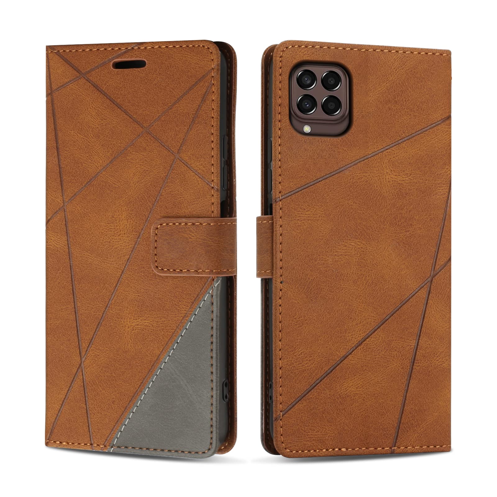 SONWO Case for Galaxy M33 5G, Premium PU Leather Flip Wallet Case Magnetic Closure Cover Case Card Slots kickstand Phone Case for Galaxy M33 5G, Brown — image 1