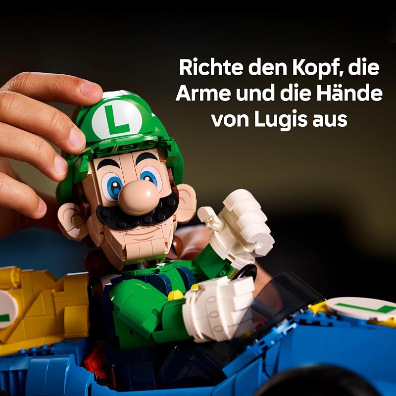 Super Mario: Mario Kart: Luigi & Turboflitzer - Nintendo Figur und Auto Modellbau für Erwachsene - Sammelbares Gaming Merch - Geschenkidee für Männer, Frauen und Fans - 72050 — Foto 4 von 8