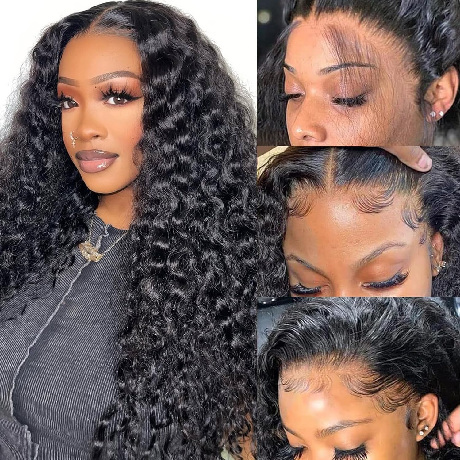 Water Wave Wig 13x4 Swiss Trasparent Lace Frontal Wigs Pre Plucked Wet and Wavy Wig for Black Women 22 inch — image 1