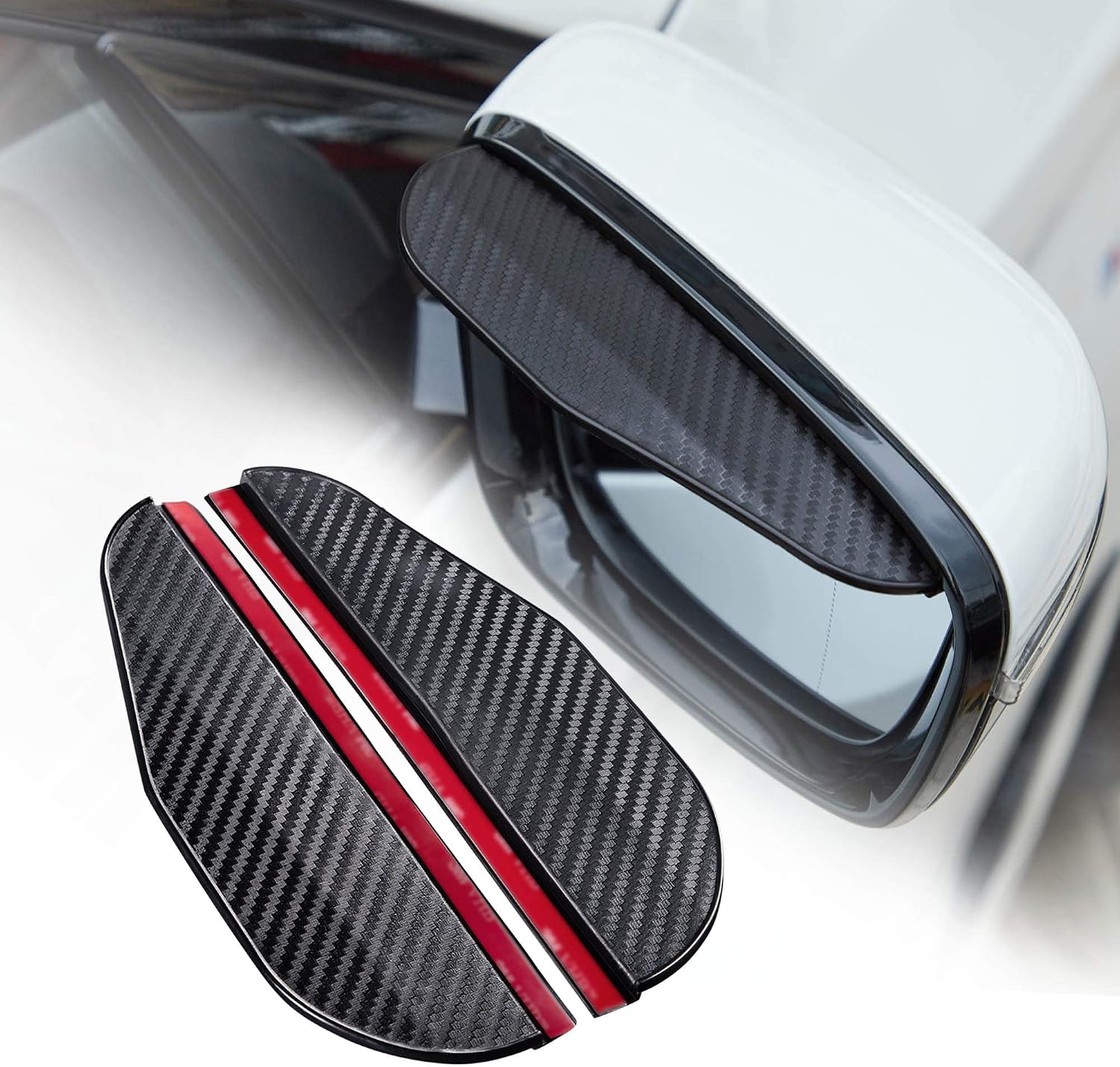 TOMALL 2Pcs Rear View Mirror Rain Visor Smoke Guard Universal Carbon Fiber Rear View Side Mirror Rain Eyebrow for Cars SUV Truck Rear View Mirror Cover Accessories(Carbon Fiber)