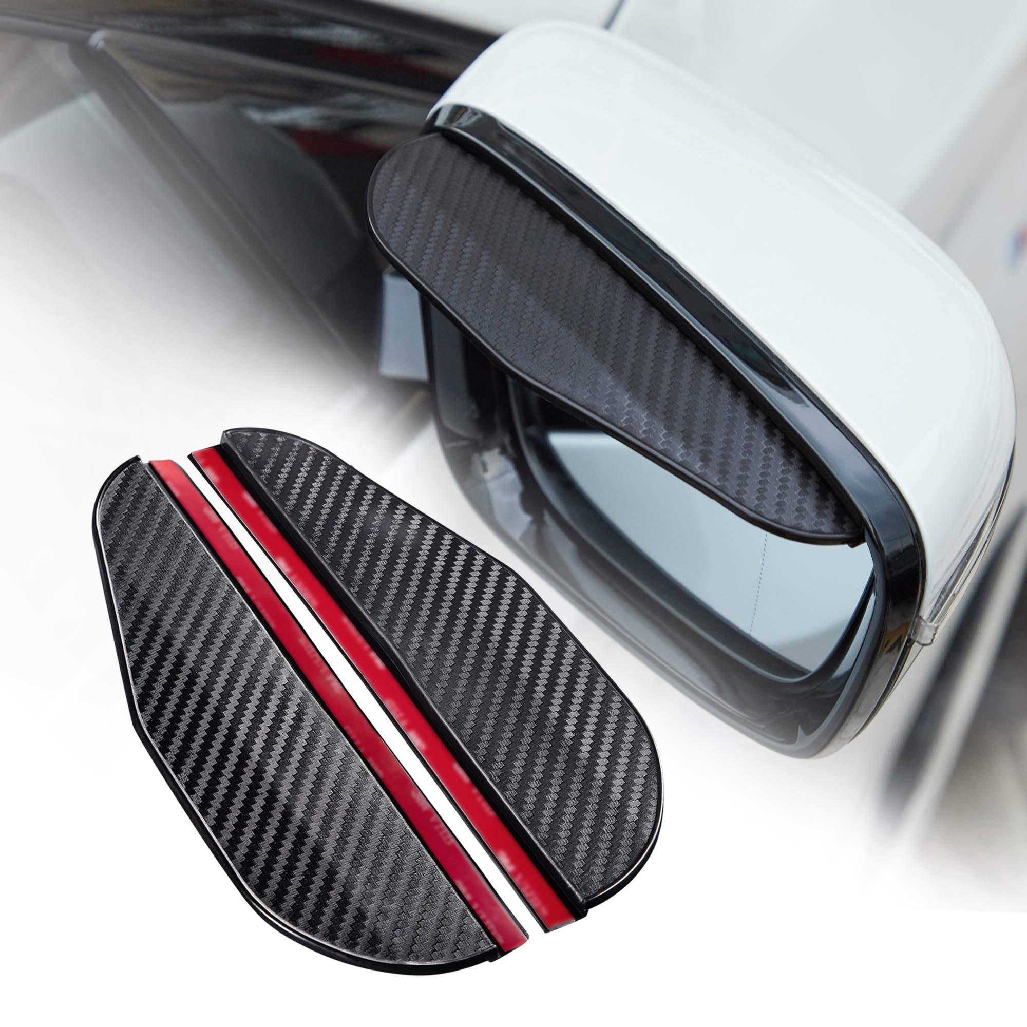 TOMALL 2Pcs Rear View Mirror Rain Visor Smoke Guard Universal Carbon Fiber Rear View Side Mirror Rain Eyebrow for Cars SUV Truck Rear View Mirror Cover Accessories(Carbon Fiber)