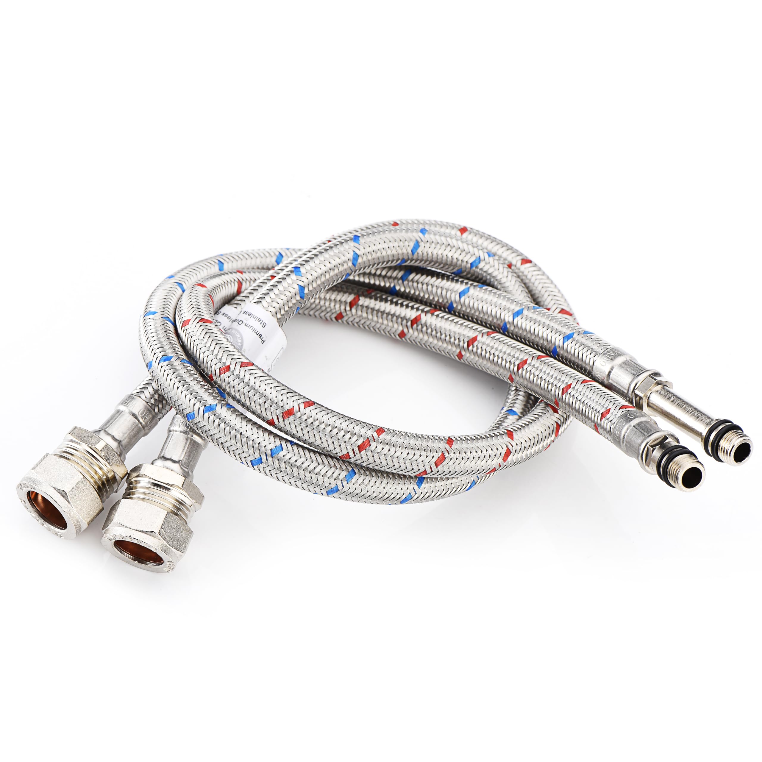 Home Range 600mm WRAS Approved 2X M10 (10mm) x 15mm Compression |4 Lengths| Flexible Hose Pipe Tails Stainless Steel Braided Monobloc Tap Mixer Connectors for Kitchen Sink, Bathroom Basin & Boiler