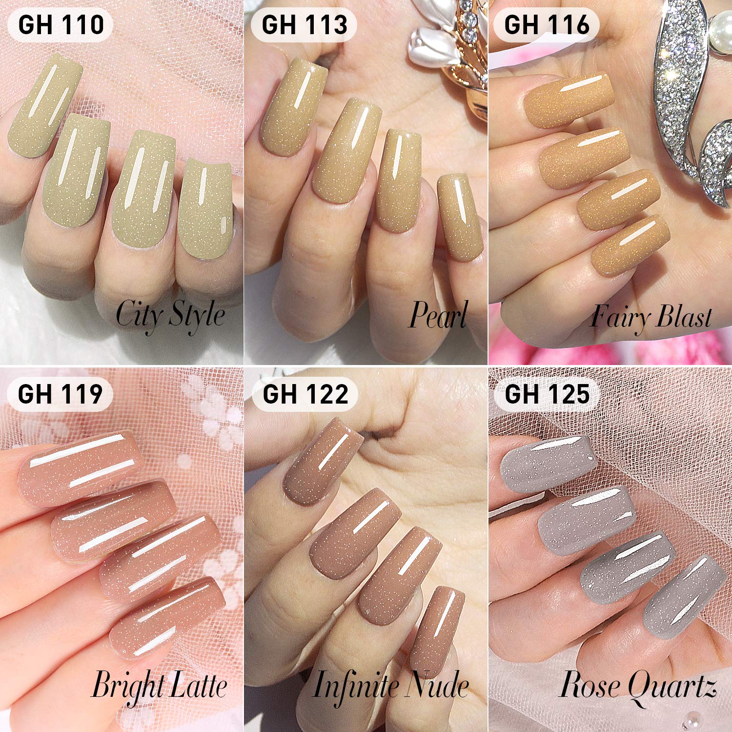 GH Dip Powder Nail Kit Acrylic Nail Dip Powder Kit G6401(shimmer nude) : Beauty