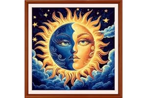 DMCXART Counted Cross Stitch Kits for Adults Needlepoint Kits Unprinted Cross Stitching Embroidery Kit 11CT Cross Stitch Supplies-Abstract Sun 18x18 inch