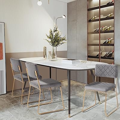 Buy Duhome Velvet Dining Chairs Set Of 2 Upholstered Accent Chairs For Kitchen Living Room Backrest Desk Chair With Gold Metal Legs Grey Online In Indonesia B093f44x1d
