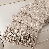 BATTILO HOME Khaki Throw Blankets for Couch, Taupe Lightweight Decorative Blankets and Throws, Boho Warm Knit Blanket for Men and Women, 50"x60"