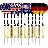 Sametop 12 Packs Steel Tip Darts 18 Grams with Flights, Aluminum Shafts and Brass Barrels