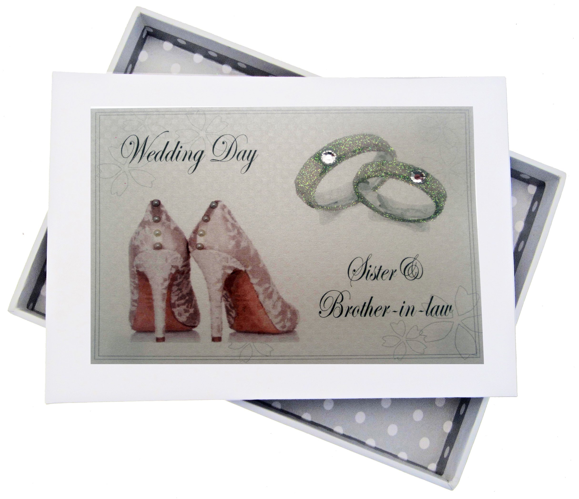 White Cotton Cards Day, Sister & Brother in-law Mini Photo Album, Shoes and Wedding Rings design, Board, 12.5 x 17.5 x 2.5 cm