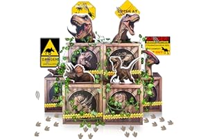 NITARU Dinosaur Party Decorations Set – 6 Dino Boxes with 3D Toppers, 4 Signs, 2 Vines, Caution Tape & 40 Footprint Stickers – Dino Birthday Supplies, Baby Shower & Jurassic Room Decor