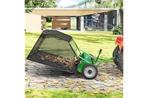42-inch Lawn Sweeper Tow Behind, 12 cu.ft. Large Pull Behind Grass Sweeper, Heavy Duty Leaf & Grass Collector with Adjustable