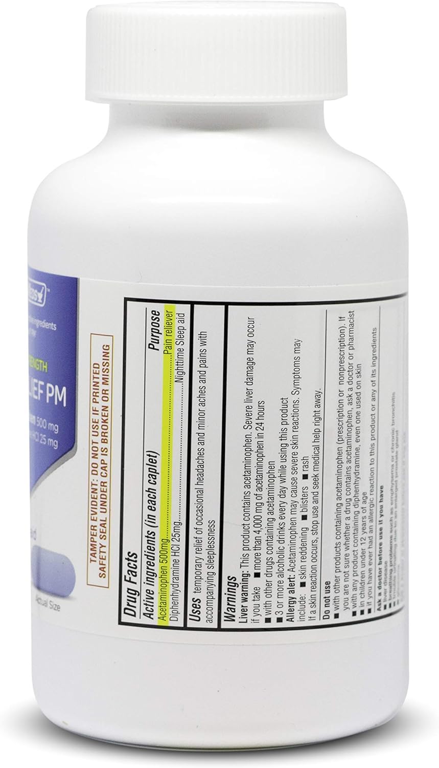 ValuMeds PM Pain Reliever and Nighttime Sleep Aid (375-Caplets) Acetaminophen 500mg | Fast-Acting Relief for Headaches, Minor Aches | Non-Habit Forming: Health & Personal Care