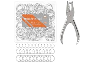 NEEWAY 80pcs Loose Leaf Binder Rings Assorted Sizes (0.75, 1, 1.2 Inch), Book Rings with Single Hole Punch, Metal Ring for Crafts