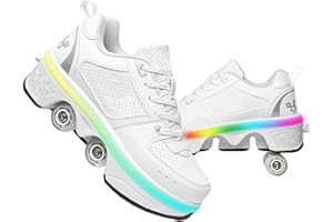 Double-Row Deform Wheel Deformation Automatic Walking Shoes Invisible Roller Skate 2 in 1 Removable Pulley Skates Skating