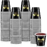 Domensi 100 Pcs Finally 21 Shot Glass Disposable 2 oz Plastic Cups 21st Birthday Party Supplies Twenty One Birthday Cups Decorations for Men and Women 21st Birthday Anniversary (Black,Finally 21)