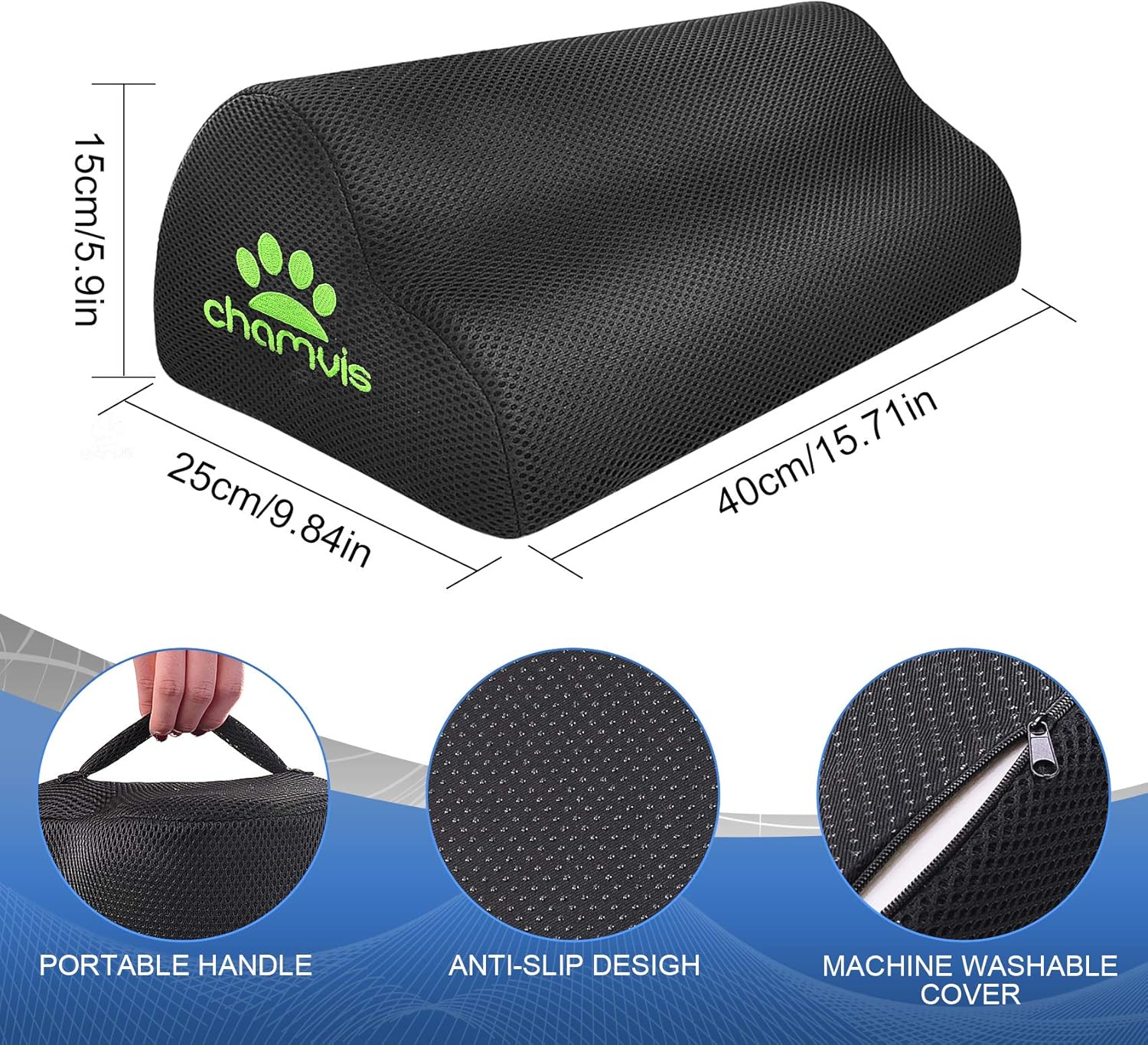 Chamvis Office Foot Rest Under Desk, Ergonomic Curve Cushion Non-Slip Footrest, Mesh Breathable and Soft Velvet Two Kinds of Covers, for Home, Office, Car, Airplane to Relieve Lumbar, Back, Knee Pain : Office Products