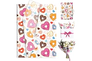 100 Sheets Sweet Donuts Tissue Paper Pink Donut Patterns Gift Wrap Paper DIY Art Tissue for Birthday Wedding Valentine's Day 