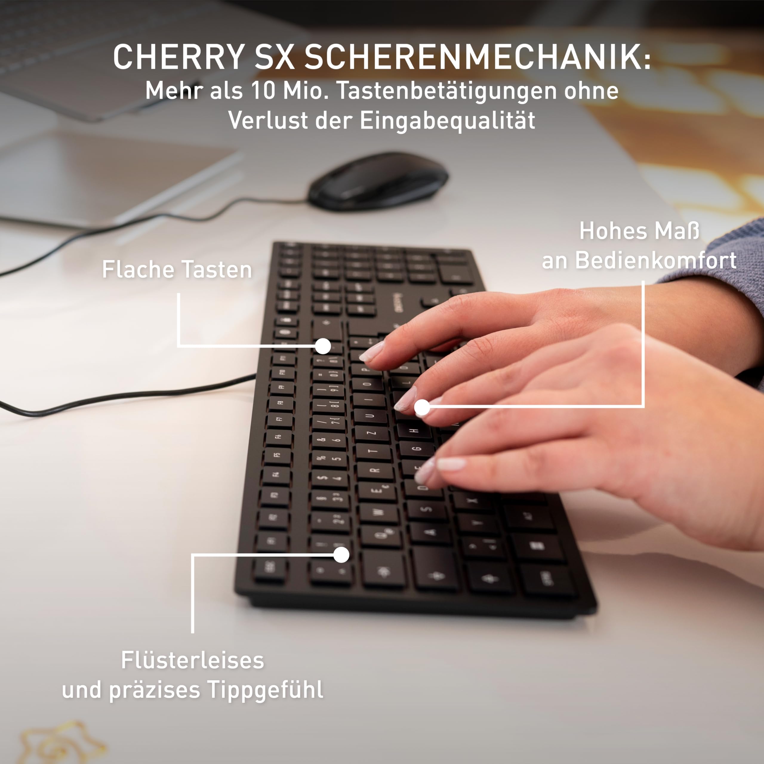 CHERRY KC 6000 Slim - USB Keyboard - Ultraflaches Design - Kabelgebunden - Deutsches Layout - QWERTZ Tastatur - Schwarz 4
