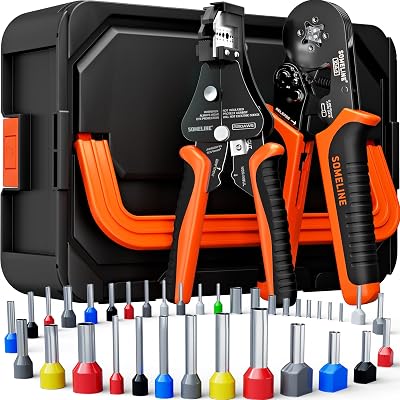 SOMELINE Ferrule Crimping Tool Kit 36 Ferrule Types AWG 24–8 with Stripper