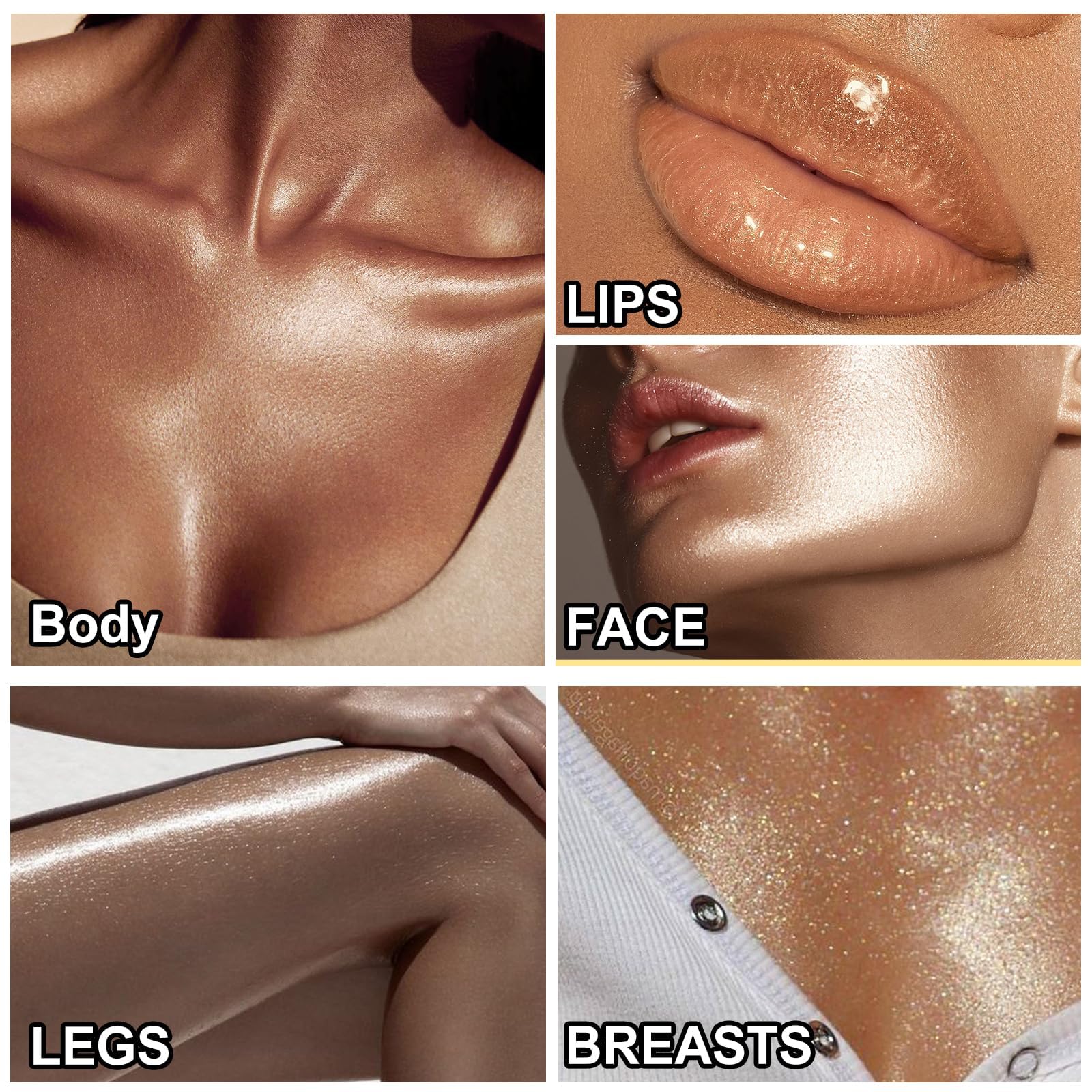 UCANBEMAKEUP Shimmer Oil 100ml, Moisturizing Long Lasting Body Luminizer Face Brighten, Waterproof Liquid Illuminator Glow, Glitter Oil Highlighter Summer Glowing Makeup (#03 Bronze Gold)