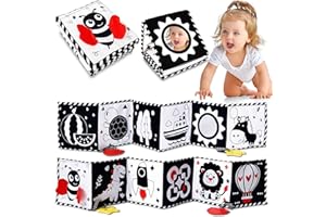 AGMJFN Black and White Baby Toys - High Contrast Baby Toys for Newborn Infant Montessori Sensory Toys 0-3 Months developmental toys Tummy Time Toys 6 7 8 9 10 11 12 month old baby must haves baby gifts