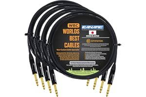 WORLDS BEST CABLES 4 Units - 5 Foot - Canare L-4E6S, Star Quad Balanced TRS Patch Cable with Eminence Gold E502 TRS Stereo Plugs - Custom Made