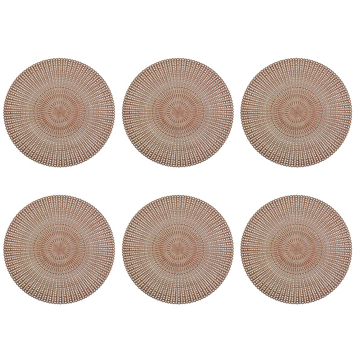 Zeller 'Cut Out' Set Of 6 Pvc Place Mat, Round, Copper
