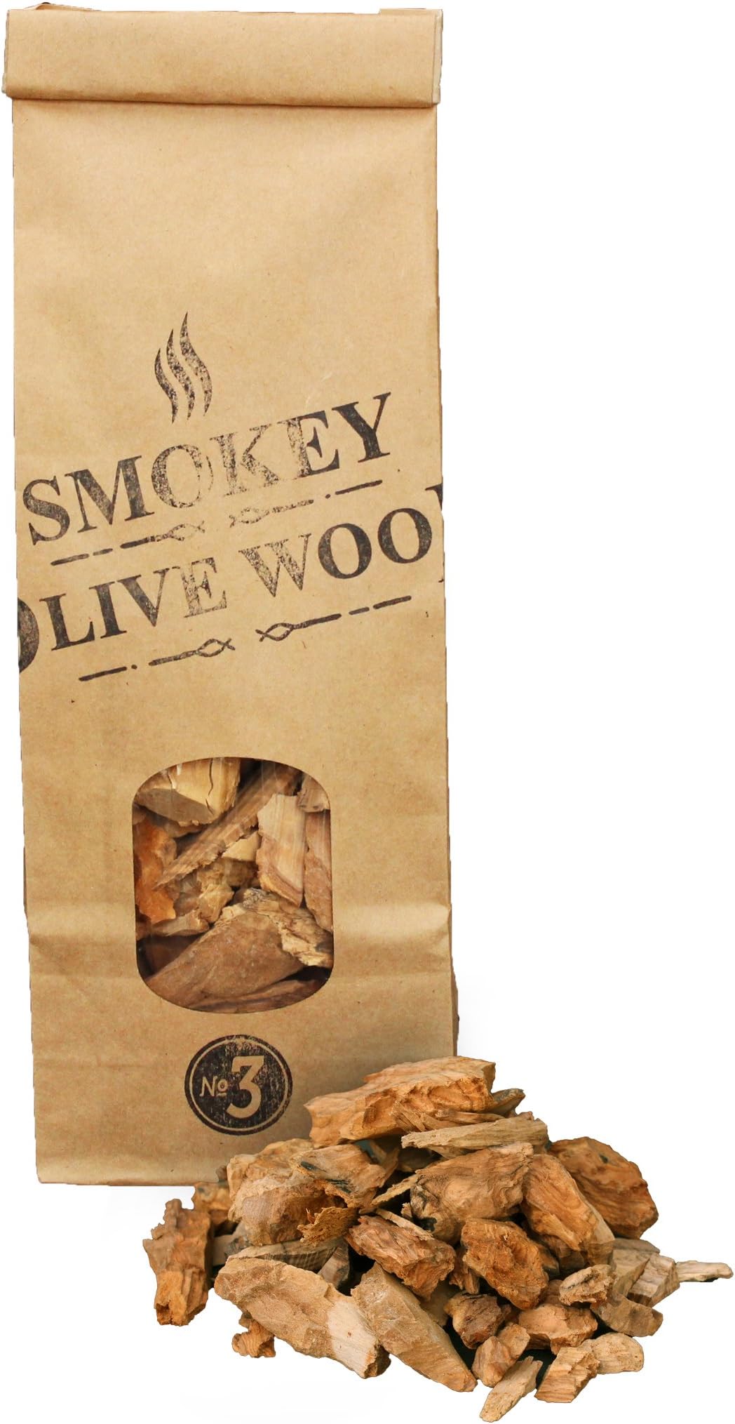 500ml Olive Wood Smoking Chips, coarse grain size 2 - 3 cm, Smokey Olive Wood