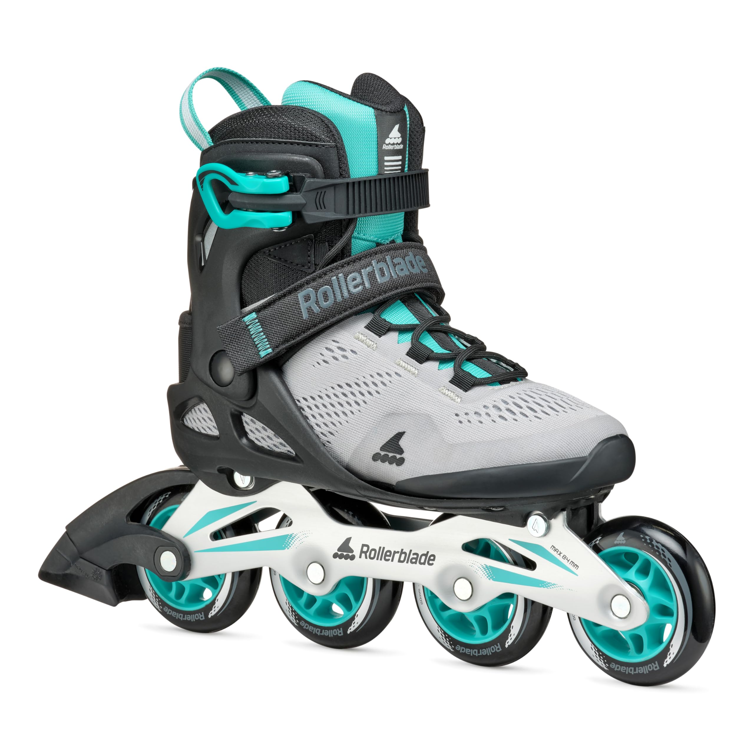 Rollerblade Macroblade 80 Women's Adult Fitness Inline Skate, Grey and Teal Blue, Performance Inline Skates Image